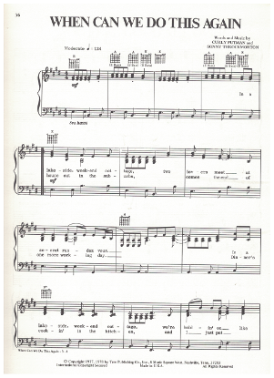 Picture of We Can Do This Again, Curly Putman & Sonny Throckmorton, recorded by T. G. Sheppard, sheet music