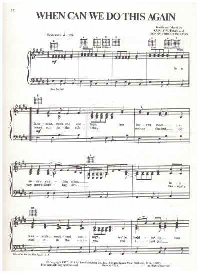 Picture of We Can Do This Again, Curly Putman & Sonny Throckmorton, recorded by T. G. Sheppard, sheet music