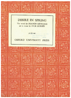 Picture of Desire in Spring, Frances Ledwidge & Ivor Gurney, medium voice solo key of "E", sheet music