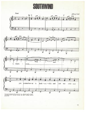 Picture of Southwind, written & recorded by Johnny Cash, sheet music