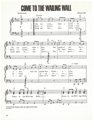 Picture of Come to the Wailing Wall, written & recorded by Johnny Cash