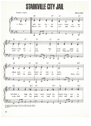 Picture of Starkville City Jail, written & recorded by Johnny Cash, sheet music
