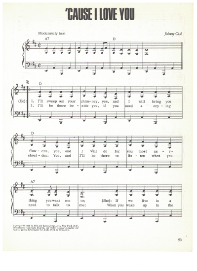 Picture of 'Cause I Love You, written & recorded by Johnny Cash, sheet music