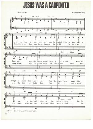 Picture of Jesus Was a Carpenter, Christopher S. Wren, recorded by Johnny Cash, sheet music