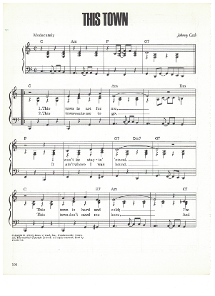 Picture of This Town, written & recorded by Johnny Cash, sheet music