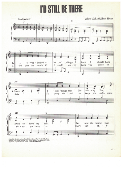 Picture of I'd Still Be There, Johnny Cash & Johnny Horton, sheet music
