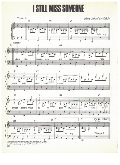 Picture of I Still Miss Someone, Johnny Cash & Roy Cash Jr, sheet music