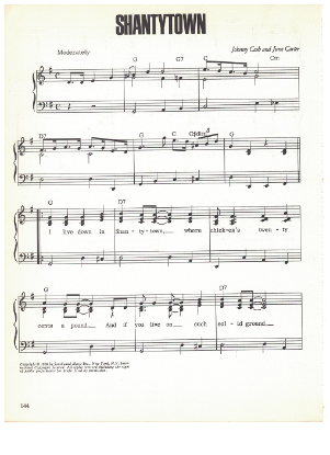 Picture of Shantytown, Johnny Cash & June Carter, sheet music