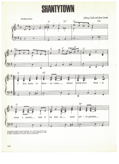 Picture of Shantytown, Johnny Cash & June Carter, sheet music