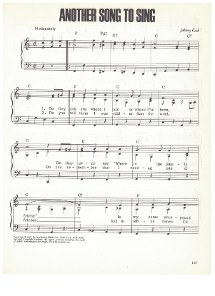 Picture of Another Song to Sing, written & recorded by Johnny Cash, sheet music