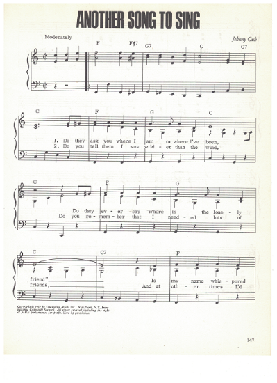 Picture of Another Song to Sing, written & recorded by Johnny Cash, sheet music