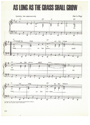 Picture of As Long as the Grass Shall Grow, Peter La Farge, recorded by Johnny Cash, sheet music