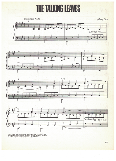 Picture of The Talking Leaves, written & recorded by Johnny Cash, sheet music