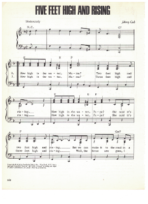 Picture of Five Feet High and Rising, written & recorded by Johnny Cash, sheet music