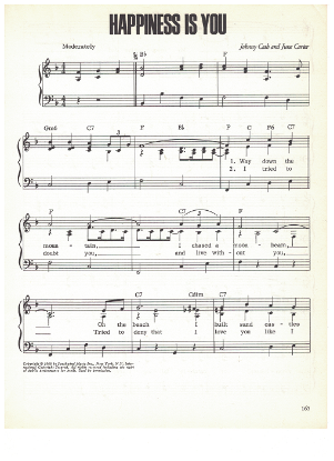 Picture of Happiness is You, written & recorded by Johnny Cash & June Carter, sheet music