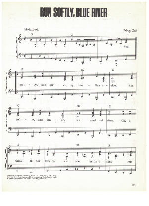 Picture of Run Softly Blue River, written & recorded by Johnny Cash, sheet music