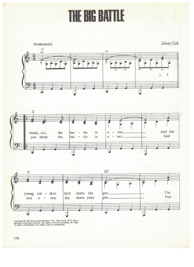 Picture of The Big Battle, written & recorded by Johnny Cash, sheet music