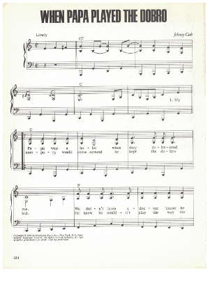 Picture of When Papa Played Dobro, written & recorded by Johnny Cash, sheet music