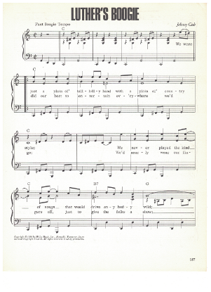 Picture of Luther's Boogie, written & recorded by Johnny Cash, sheet music