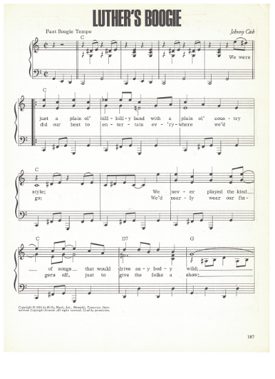 Picture of Luther's Boogie, written & recorded by Johnny Cash, sheet music
