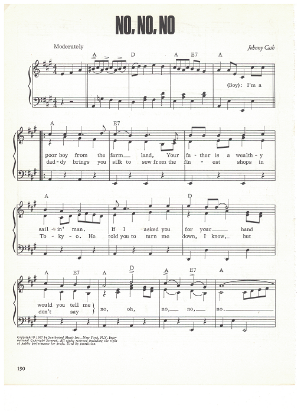Picture of No No No, written & recorded by Johnny Cash, sheet music