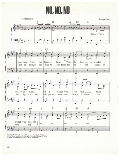 Picture of No No No, written & recorded by Johnny Cash