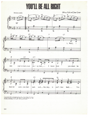 Picture of You'll Be All Right, written & recorded by Johnny Cash & June Carter, sheet music
