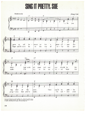 Picture of Sing It Pretty Sue, written & recorded by Johnny Cash, sheet music