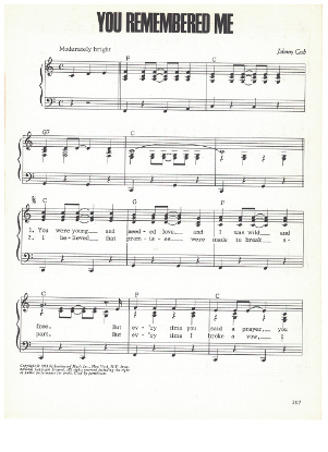Picture of You Remembered Me, written & recorded by Johnny Cash, sheet music