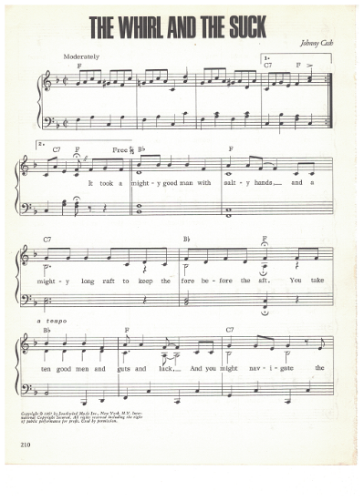 Picture of The Whirl and the Suck, written & recorded by Johnny Cash, sheet music