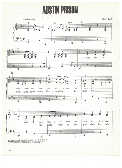 Picture of Austin Prison, written & recorded by Johnny Cash