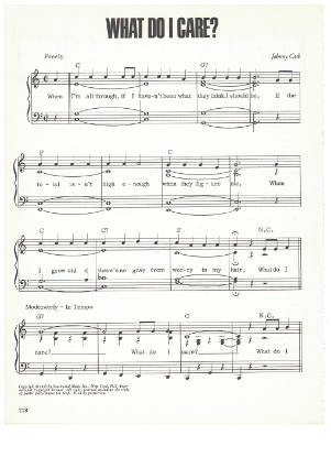 Picture of What Do I Care, written & recorded by Johnny Cash, sheet music