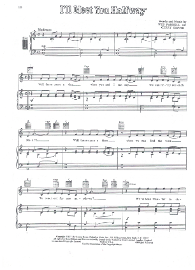 Picture of I'll Meet You Halfway, Wes Farrell & Gerry Goffin, recorded by David Cassidy & The Partridge Family, sheet music, pdf copy