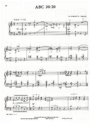 Picture of ABC 20/20, TV theme, Robert A. Israel, piano solo, sheet music