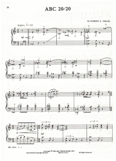 Picture of ABC 20/20, TV theme, Robert A. Israel, piano solo, sheet music
