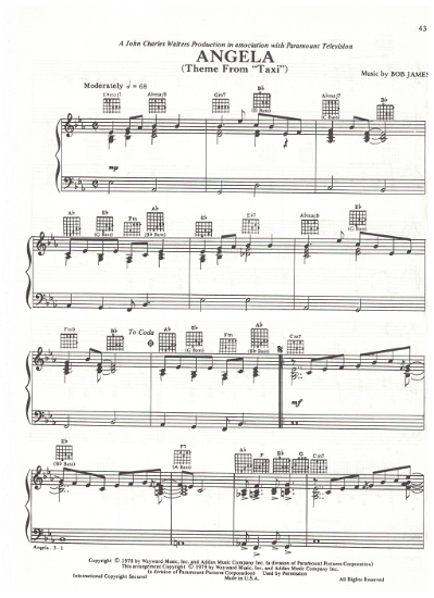 Picture of Angela, Theme from TV show "Taxi", Bob James, piano solo sheet music