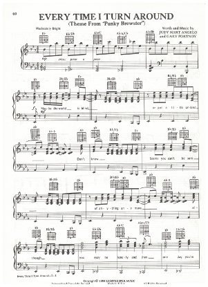 Picture of Every Time I Turn Around, theme from "Punky Brewster", Judy Hart Angelo & Gary Portnoy, sheet music