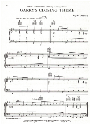 Picture of Garry's Closing Theme, from "It's Garry Shandling's Show", Joey Carbone, piano solo, sheet music