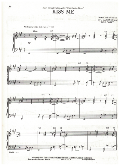 Picture of Kiss Me, from "The Cosby Show", Stu Gardner & Bill Cosby, piano solo, sheet music