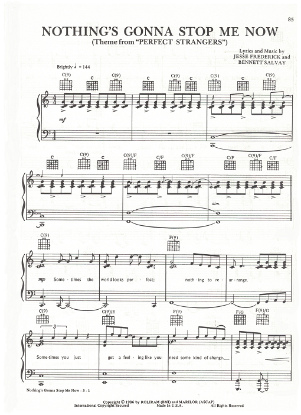 Picture of Nothing's Gonna Stop Me Now, theme from "Perfect Strangers", Jesse Frederick & Bennett Salvay, sheet music