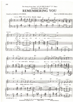 Picture of Remembering You, closing theme from "All in the Family", Roger Kellaway, sheet music