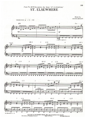 Picture of St. Elsewhere, TV show title theme, Dave Grusin, piano solo, sheet music