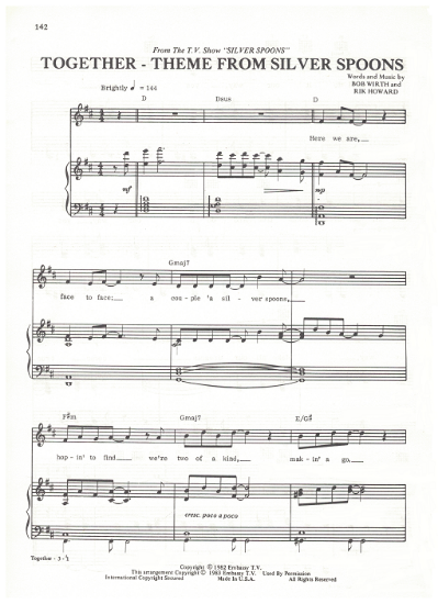 Picture of Together, theme from "Silver Spoons, Bob Wirth & Rik Howard, sheet music