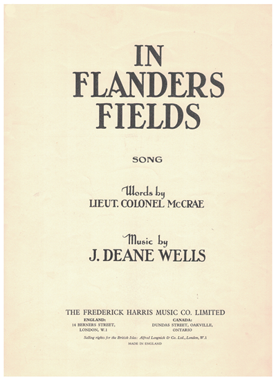 Picture of In Flanders Fields, words by Lieut-Col John McCrae & music by J. Deane Wells