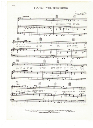 Picture of Yours Until Tomorrow, Gerry Goffin & Carole King, recorded by Engelbert Humperdinck, sheet music