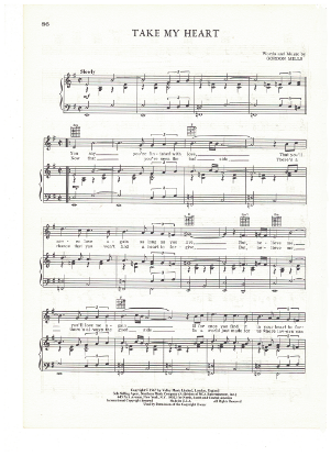 Picture of Take My Heart, Gordon Mills, recorded by Engelbert Humperdinck, sheet music