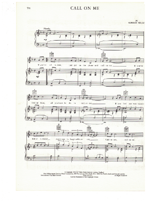 Picture of Call on Me, Gordon Mills, recorded by Engelbert Humperdinck, sheet music