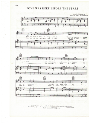 Picture of Love Was Here Before the Stars, Hal David & Burt Bacharach, recorded by Engelbert Humperdinck, sheet music