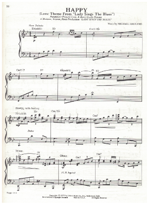Picture of Happy, Love Theme from "Lady Sings the Blues", Michel Legrand, piano solo, sheet music