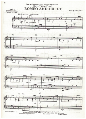 Picture of (Love Theme From) Romeo and Juliet, Nino Rota, piano solo, sheet music 